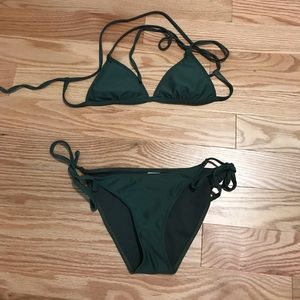 Small, olive green strapped bikini